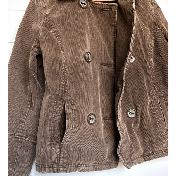 VTG Esprit Outerwear Brown Corduroy Peacoat Quilted Lined Double Breasted Y2K M - Picture 10 of 16